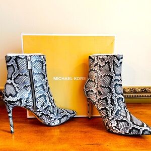 Michael Kors Rue Embossed Snake Leather Stiletto Boot